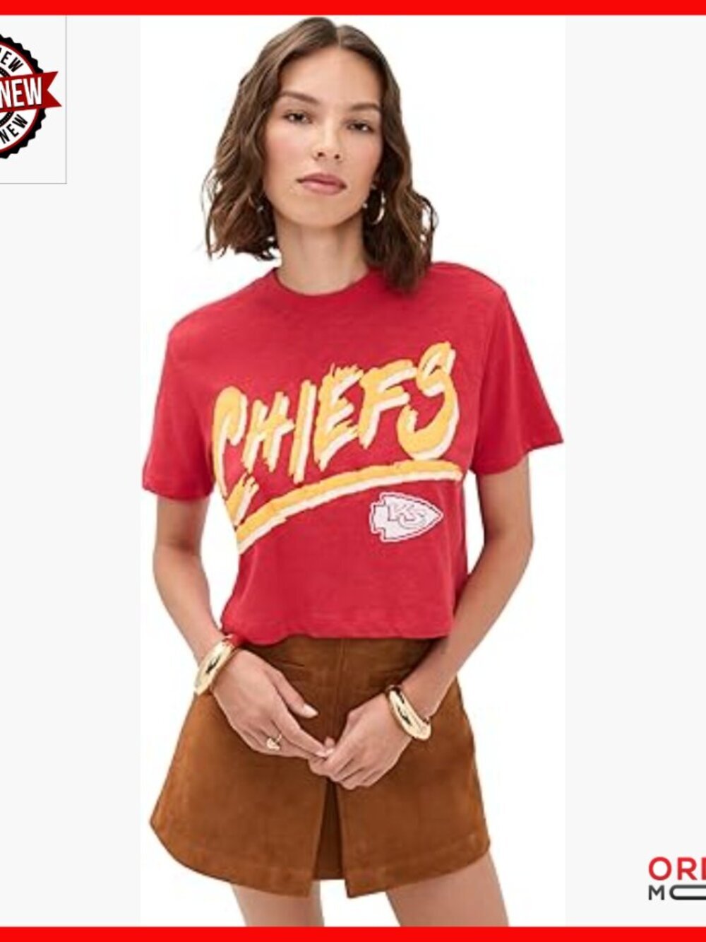 Kansas City Chiefs Graphic Crop Top Tee, Lightweight Cotton Jersey